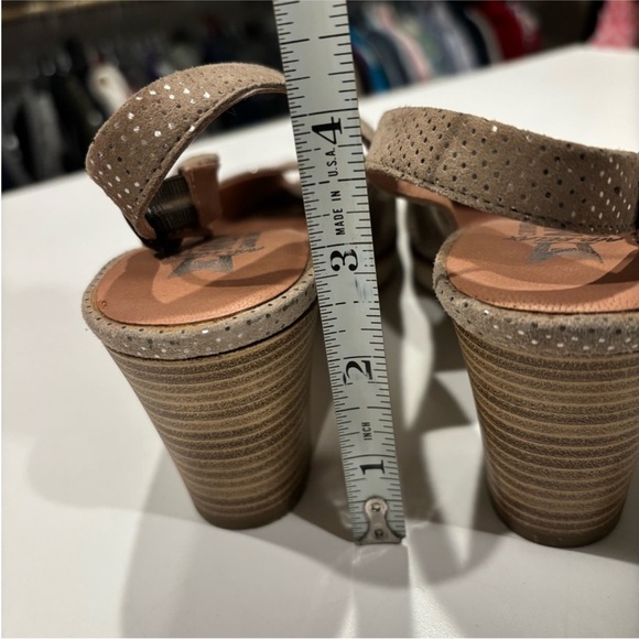Mephisto tan sling back open toe stacked block heel metallic dots womens 8 1/2 - Picture 11 of 14